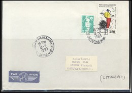 FRANCE Lettre Brief Postal History Envelope Air Mail FR 009 Tennis Roland Garros 1991 - Brieven En Documenten