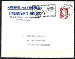 Lettre Cachet SECAP De  COLOMBES  Seine  Le 13 1 1964  Mne De DECARIS   Avec  Entete  PUBLICITAIRE - 1960 Marianne Of Decaris