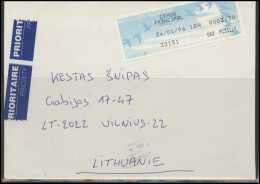 FRANCE Lettre Brief Postal History Envelope Air Mail FR 019 ATM Automatic Stamps Birds - Lettres & Documents