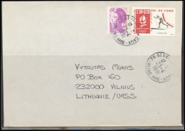 FRANCE Lettre Brief Postal History Envelope FR 038 Albertville Olympic Games Skiing - Cartas & Documentos