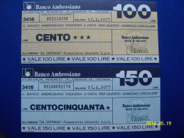 MINIASSEGNI SERIE CASSA BANCO AMBROSIANO  FDS   15/4/1977 ( 2 VALORI ) - [10] Checks And Mini-checks