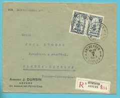 164 Op Brief Aaangetekend Met Stempel ANTWERPEN 7 Naar SLEZKA-OSTRAVA (Tcheco-Slovaquie) - Cartas & Documentos