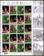 VERINIGTE STAATEN ETATS UNIS USA 2000 YOUTH SPORT PANE OF 20V MNH SC 3399-402sp YT F3058-62 MI F3309-12 SG MS 3784-87 - Fogli Completi