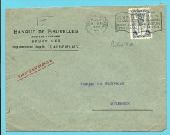 164 (Perron Liege) Op Brief Met Stempel BRUXELLES Met Firmaperforatie (perfin) " B.B." Van Banque De Bruxelles - Cartas & Documentos