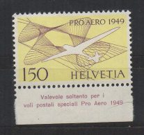 N313- SWITZERLAND / SUIZA.-. 1949 . MI #: 518 . MH  - PRO-AERO . PLANE / AVIONES.  CV € : 45.00 - Nuevos