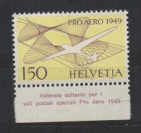 N313- SWITZERLAND / SUIZA.-. 1949 . MI #: 518 . MH  - PRO-AERO . PLANE / AVIONES.  CV € : 45.00 - Neufs