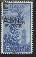 TRIESTE A 1948 AMG - FTT ITALIA ITALY OVERPRINTED POSTA AEREA CAMPIDOGLIO LIRE 500 USATO USED - Airmail