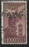 TRIESTE A 1948 AMG - FTT ITALIA ITALY OVERPRINTED POSTA AEREA AIR MAIL CAMPIDOGLIO LIRE 1000 USATO USED OBLITERE' - Poste Aérienne