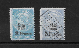FRANCE FISCAUX / 2 Timbres De 1922 / DIMENSION 2 Frs Et 3 Frs Et 2/10 ème En Sus /YT N° 87 Et 88 - Marche Da Bollo