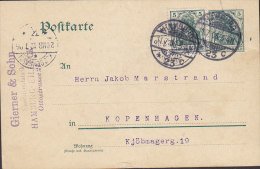 Germany Deutsches Reich Uprated Postal Stationery Ganzsache Entier Germania HAMBURG 1912 To Denmark  (2 Scans) - Cartoline