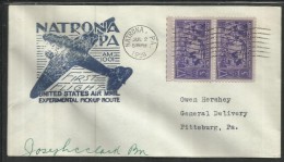 UNITED STATES STATI USA 2 JUN 1939 AIR MAIL AM 1001 EXPERIMENTAL PICK-UP ROUTE NATRONA PA FIRST FLIGHT FDC COVER - 1851-1940