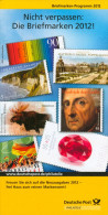Broschüre Prospekt Folder Philatelie Deutschland Briefmarken-Programm 2012 Marke GERMANY Briefmarke Stamps - Otros & Sin Clasificación