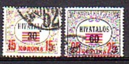 UNGARN / HONGRIE - 1922 - Timbres De Srvice - Tim.de  1921 Sursharge - Officiele - 2v  Obl. - Dienstmarken