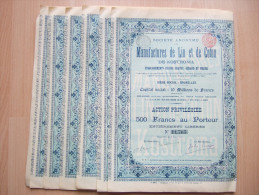 RUSSIE - " KOSTROMA " (  6 TITRES  )  - MANUFACTURES DE LIN ET DE COTON DE KOSTROMA - 1899 - ACTION PRIVILEGIE DE 500 FR - Russie