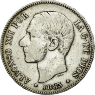 Monnaie, Espagne, Alfonso XII, 5 Pesetas, 1883, Madrid, TB+, Argent, KM:688 - Autres & Non Classés