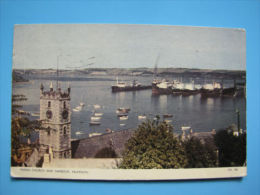 60 Years Old - Falmouth Parish Church And Harbour. Vintage 1954 Postcard - Falmouth