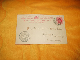 LETTRE CARTE POSTALE DE 1902. / GRANDE BRETAGNE LONDRES LONDON A LAUSCHA ALLEMAGNE / CACHETS + TIMBRE ENTIER. A ETUDIER. - Non Classés