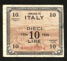 ITALIA - 10 Lire - Allied Military Currency 1943 (BILINGUE) - Ocupación Aliados Segunda Guerra Mundial