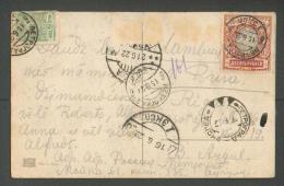 1922 RUSSIA IMPERIAL RE-ISSUED STAMPS ON POSTCARD PETROGRAD TO LATVIA  , OLD POSTCARD, 0 - Sonstige & Ohne Zuordnung