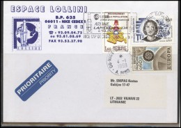 FRANCE Lettre Brief Postal History Envelope Air Mail FR 048 Space EUROPE Personalities Women - Briefe U. Dokumente
