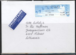 FRANCE Lettre Brief Postal History Envelope Air Mail FR 049 ATM Automatic Stamps Birds - Storia Postale