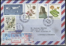 FRANCE Lettre Brief Postal History Envelope Air Mail FR 060 Aviation Plane Flora Plants Flowers ATM Automatic Stamps - Covers & Documents