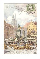 CPA : Illustration Franz Schmidt : Nürenberg :  Neptunbrunnen Mit Marktplatz - Sonstige & Ohne Zuordnung