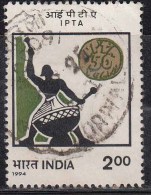 India Used 1994, IPTA Indian Peoples Theatre Association, Art, Music Istrument, Seal (sample Image) - Usati