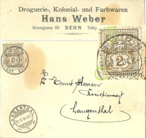 Motiv Karte  "Weber, Drogerie-, Kolonial-, Farbwaren, Bern"  (Markenabart)        1904 - Briefe U. Dokumente