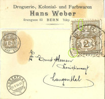 Motiv Karte  "Weber, Drogerie-, Kolonial-, Farbwaren, Bern"  (Markenabart)        1904 - Cartas & Documentos