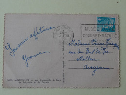8 Fr Marianne "Musee Fabre Courbet Bazille Delacroix " Motpellier 1951 Sur CP Montpellier - Oblitérations Mécaniques (flammes)