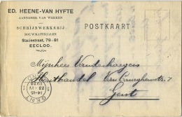 Eeklo - Eecloo : Ed. Heene - Van Hyfte :  Schrijnwerkerij - Aannemer Van Werken 1920     ( 2 Scans ) - Eeklo