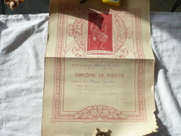 Diplome De Mérite école De Jeunes Filles Année Scolaire 1917-1918 - Diplomi E Pagelle