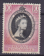 Singapore 1953 Mi. 27      10 C Queen Elizabeth II. Coronation - Singapore (...-1959)