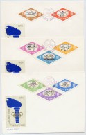 ROMANIA 1964 Tokyo Olympic Games Imperforate Set On 3 FDCs.  Michel 2317-24 - FDC