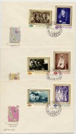 ROMANIA 1966 National GAllery Paintings Set On 3 FDCs.  Michel 2519-24 - FDC