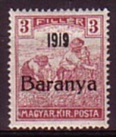 HONGRIE / BARANYA - 1919 - Timbres De Hongrie Surcharge "1919 Baranya" - 3 Fi ** MNH - Mi 19; Yv 10 - Baranya