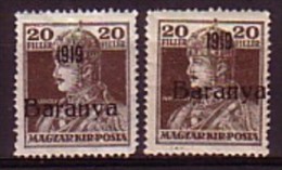 HONGRIE / BARANYA - 1919 - Timbres De Hongrie Surcharge "1919 Baranya" - 2 X 20 Fi * MH - Type L Et Ll -  Mi Lll Et 36; - Baranya