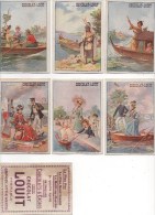 CHOCOLAT LOUIT - MOYEN DE TRANSPORT SUR L' EAU - LOT DE  12 CHROMOS DOREE, SERIE COMPLETE,MAGNIFIQUE - Louit