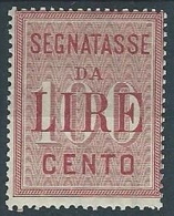 1884 REGNO SEGNATASSE 100 LIRE MH * - ED370 - Segnatasse