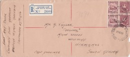 Australia 1950 Registered Mail, Victoria Centenary Block 4, From Concord To South Africa - Brieven En Documenten