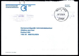 Yugoslavia: Stampless Cover Sent From Novi Sad To Netherland, 08-10-1996 - Covers & Documents