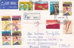 Australia 1976 Registered Cover From Philatelic Sales Centre To Grammichele, Italy - Storia Postale