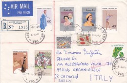 Australia 1977 Registered Cover From Ascot Vale East To Grammichele, Italy - Covers & Documents