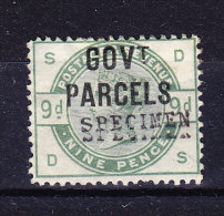 1883 SG 063 * Queen Victoria 9 D. Green Aufdruck GOVt PARCELS (SPECIMEN Doppelt Druck Abart) - Neufs