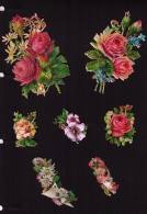 Lot De 7 Découpis Fin XIXe Siècle, Bouquets De Fleurs (roses, Marguerites, Myosotis, Etc.) - Flowers