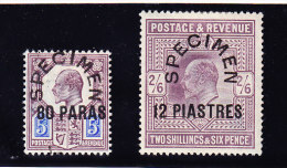 Britisch Levant 1902/05 King Edward VII 80 Paras Auf 5 D. Specimen Und 12 Piastres Auf  2/6 Specimen Beide * - Nuevos