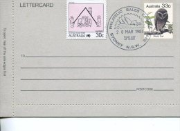 (PH 361) Australia - 33 Cent Owl Lettercard + Additional 30c Living Together Stamp - Plaatfouten En Curiosa