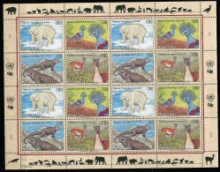 Nations Unies - Genève** N° 325 à 328 En Feuille -  Espèces Animales Menacées (V - Blocks & Sheetlets