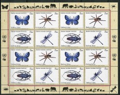 Nations Unies - Genève** N° 649 à 652 En Feuille - Espèces Animales Menacées : Papillon, Araignée, Grand Capricorne, Lib - Blocs-feuillets